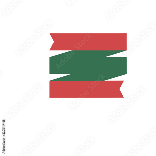 Red and green ribbon banner