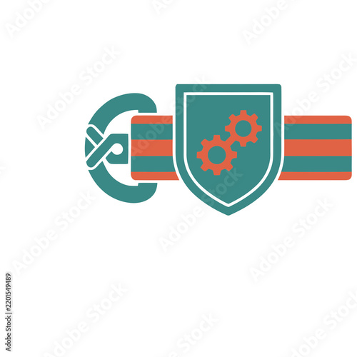 Shield with gears and euro symbol