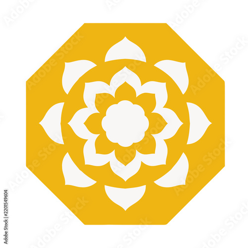 Yellow Octagon with White Floral Pattern