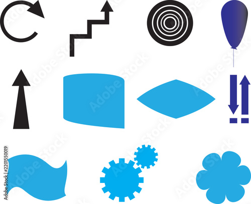 Modern Abstract Flat Vector Shapes and Business Symbol Collection