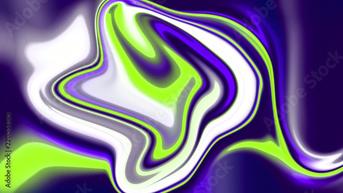 Abstract liquid background with flowing vibrant green and purple swirls and waves