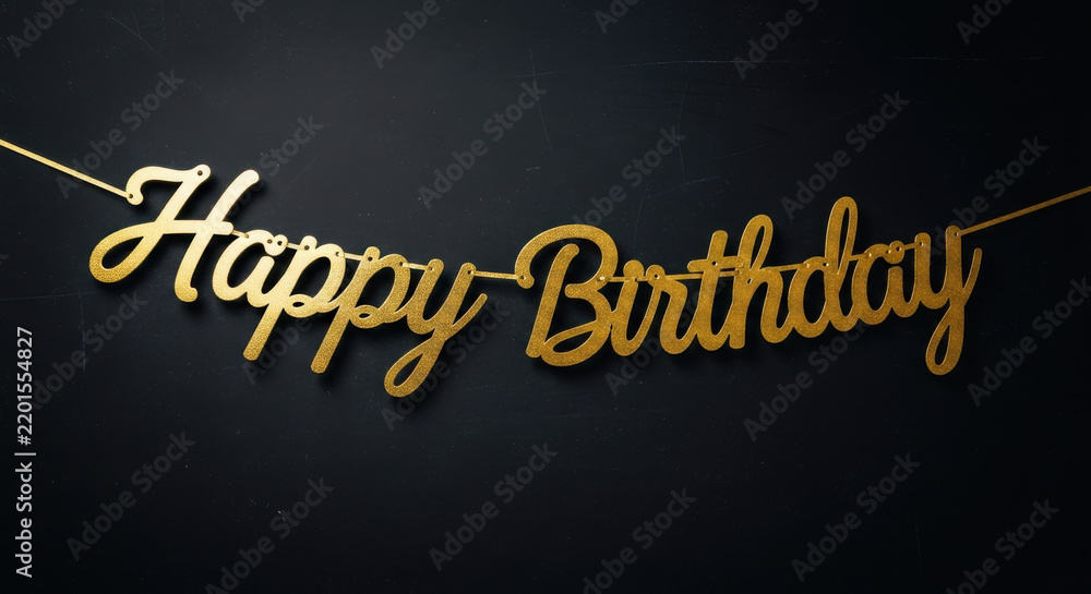 Fototapeta premium Happy birthday golden text isolated on transparent background