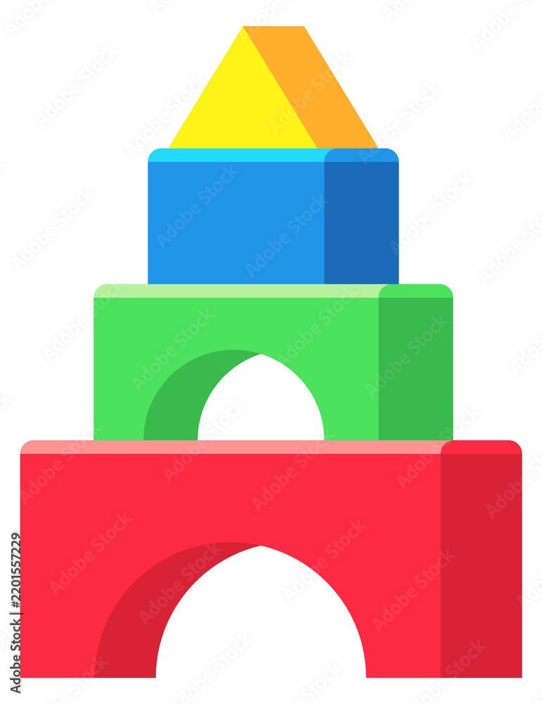 Obraz premium Color block toy. Kid construction game cartoon icon