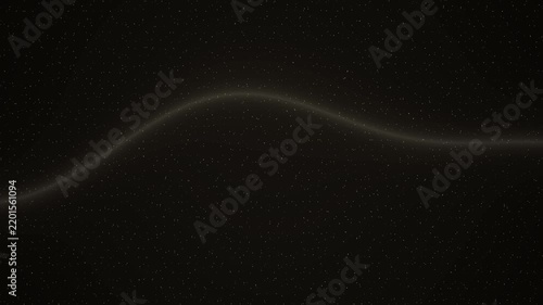 Elegant warm golden glowing light wave line waving in dark starry space seamless loop animation