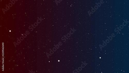 stars étoilées blanches venant vers le spectateur de façon très rapide et désordonnées de façon immersive sur fond nuancé de teintes rouge et bleue