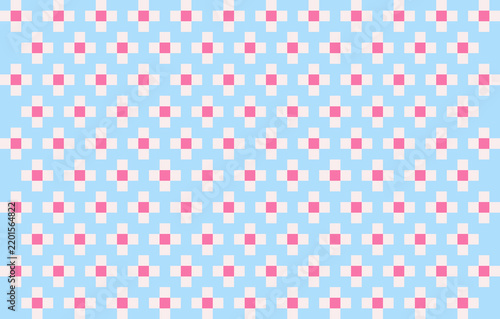 seamless pattern with pink pixel flowers 