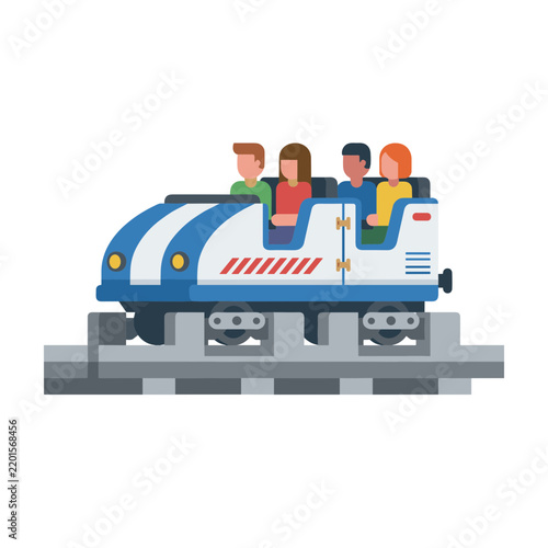 Rollercoaster ride with diverse people in amusement park vector