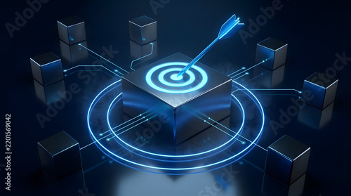 Centralized Data Network Concept with Target and Arrow