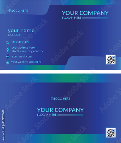 Modern Blue and Green Gradient Business Card Template Vector