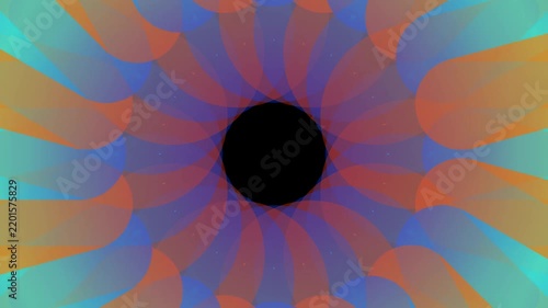 Abstract geometric tunnel animation with rotating colorful shapes