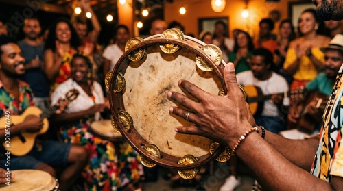 Lively Group Enjoying Pandeiro Music Together