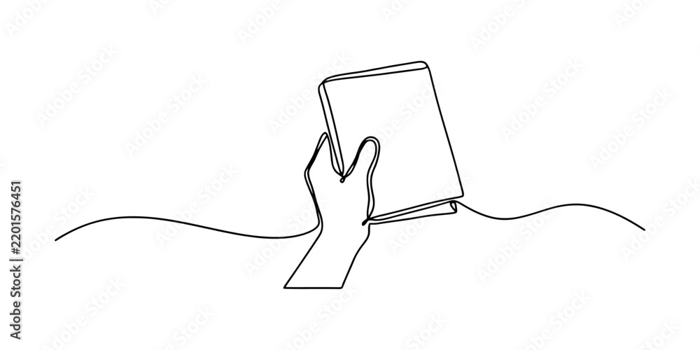 Obraz premium Continuous single line drawing of a hand holding a book