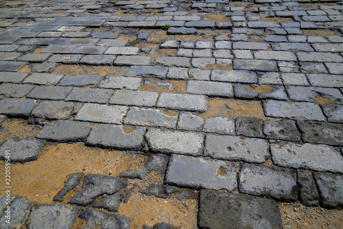 The ancient weathered stone pavement in the historical buildings, located in the Western Qing Tombs of China