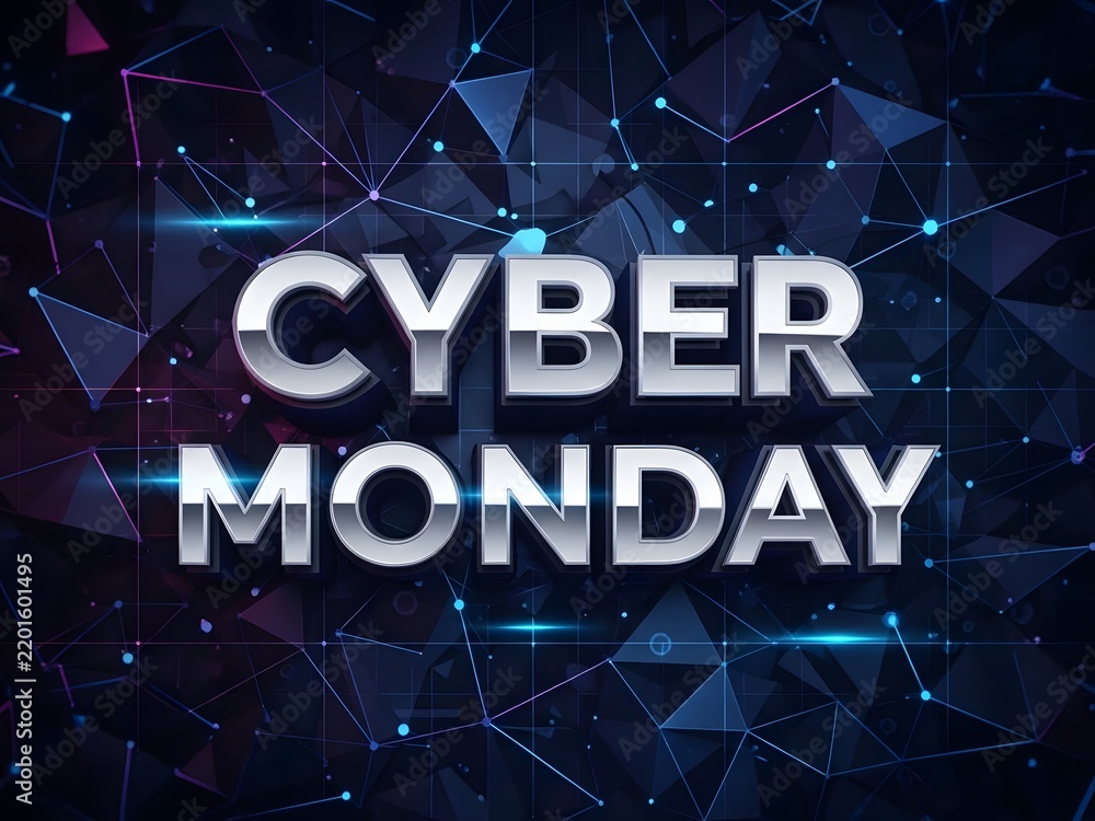 Naklejka premium Cyber monday futuristic text design