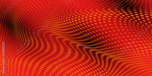 Abstract red and orange halftone wave pattern background
