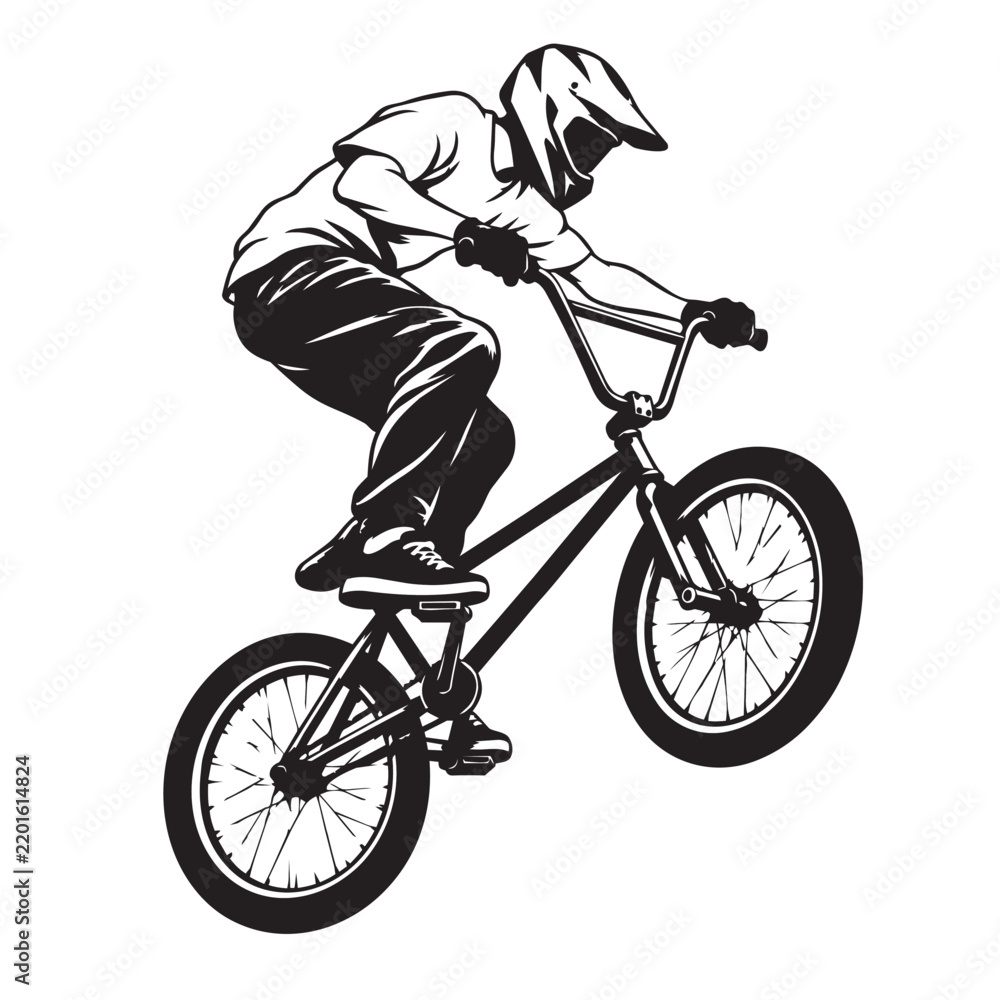 Fototapeta premium silhouette of a man riding bicycle