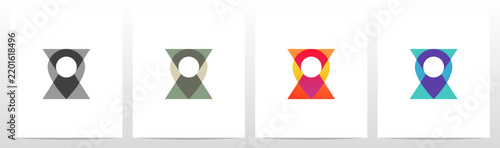Modern sleek map location pin transparent overlay on bold initial letter X