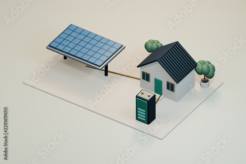 Solar panels power a home and battery storage network