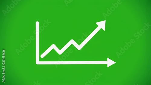 Growing graph animation with upward trend on a green background during a business growth concept
