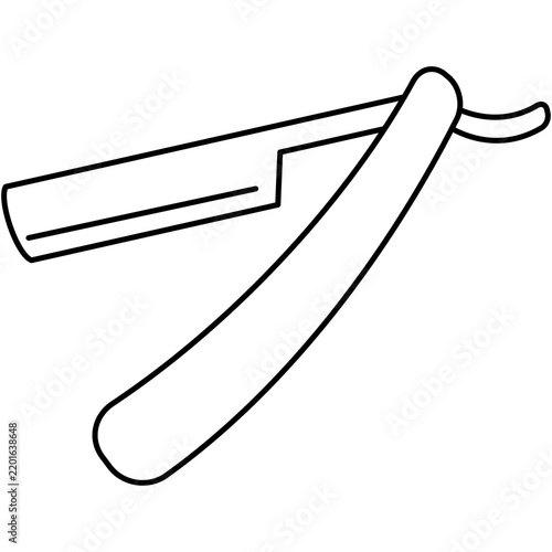 Konstfotografi Line art icon illustration of open foldable straight razor blade isolated on transparent background