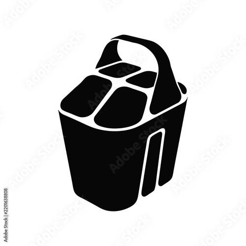 Black outdoor recycling bin icon isolated on white background, waste management and rubbish dumpster symbol