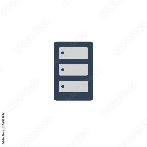 Computer server tower icon isolated on white background, web hosting and data center symbol