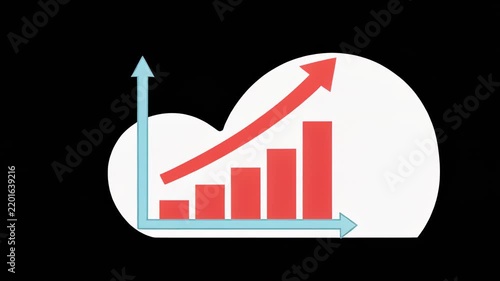 Growth chart rising exponentially within a cloud shape during a progressive business increase