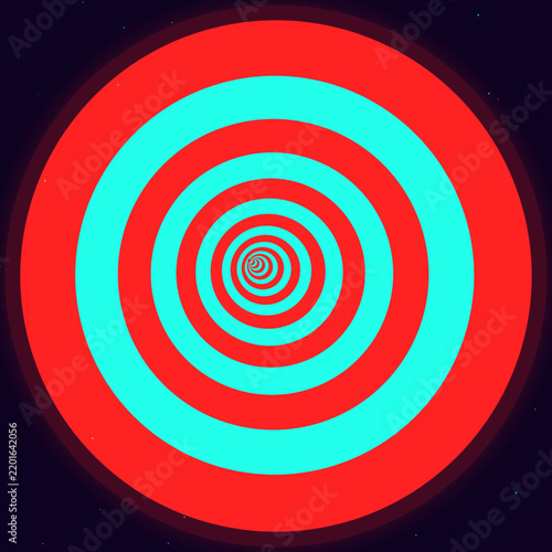 Foto Psychedelic Neon Tunnel Pattern with Recursive Shapes - Synthwave Magenta and Cy