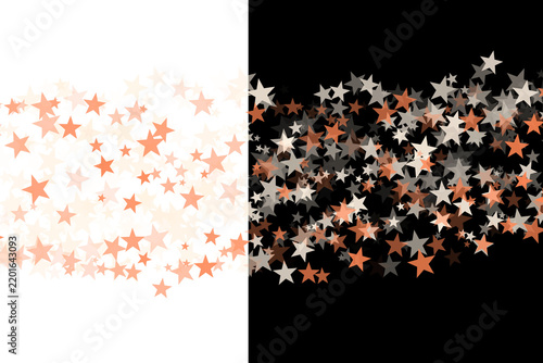 A Split Composition Featuring Orange and White Stars Against Contrasting White and Deep Black Backgrounds