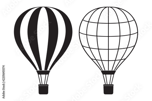 Hot Air Balloon Vector Set ,Line Pattern Flying Balloons