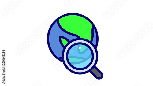 Global Search Icon with Magnifying Glass and Globe
