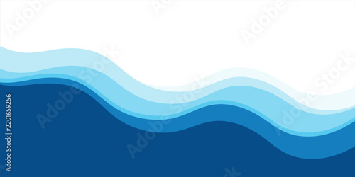 Seamless sea waves layered vector background. Blue ocean waves. Water wave pattern design.