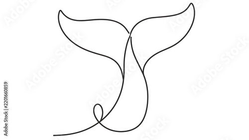 Whale tail line art white background.