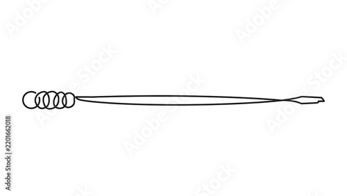 Metal skewer tool white background.