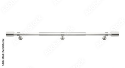 Modern stainless steel curtain rod rail on transparent background