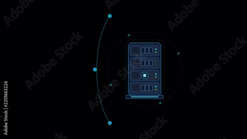 Digital server protection system deflecting cyber attacks. 4K alpha channel