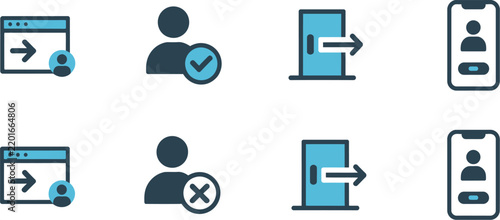 Cuadro en lienzo Login, and logout icon set, sign in and sign out symbols for secure authenticati