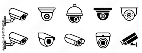 cctv security camera surveillance icon set