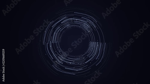 Futuristic digital glowing circular pattern on dark background