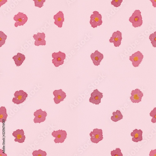 Hand Painted Pink Floral Pattern on Soft Pink Background 2