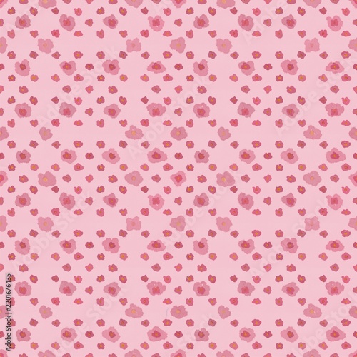 Hand Painted Pink Floral Pattern on Soft Pink Background