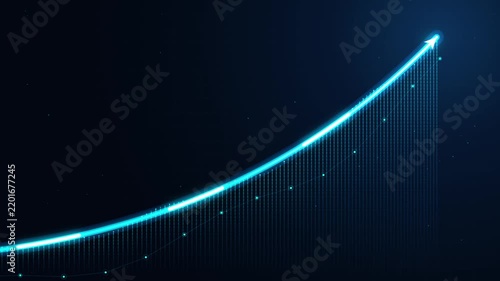 Glowing Upward Financial Growth Curve with Digital Data Visualization