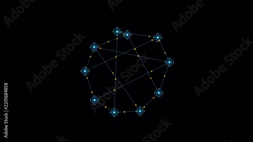 Digital network security icons isolated on transparent background. 4K alpha channel