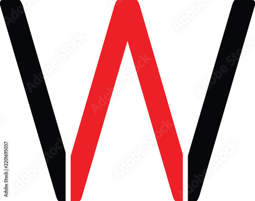W-Shape Logo with Red and Black Composition