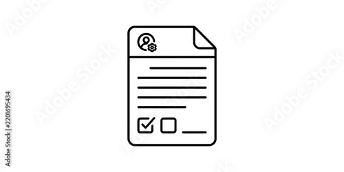 Naklejka Document checklist with checkmark icon, task completion.