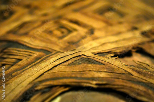 Foto Ancient Egyptian Mummy Linen Wrapping Close Up Detail