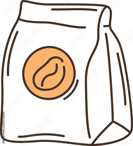 Coffee Bag Doodle Icon Illustration