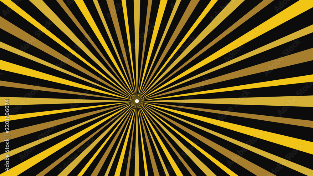 Obraz premium Vector black and gold sunray background. Glowing light rays for web and social media design.
