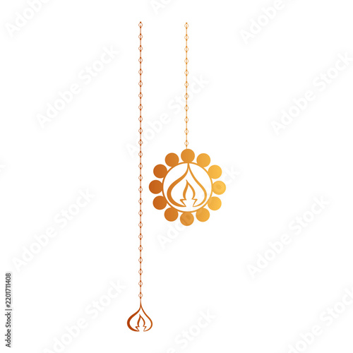 Decorative Hanging Diya Lamps Illustration