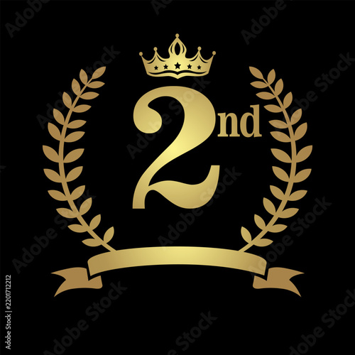 A golden laurel wreath with the text 2nd in the center.  The overall an or achievement symbol